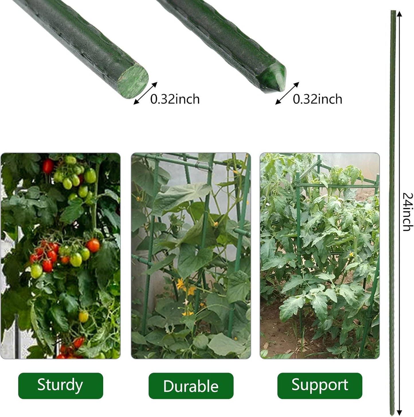 Garden Plant Stakes, 48 Inch 4Ft Steel Tomato Stakes, 25 Pack