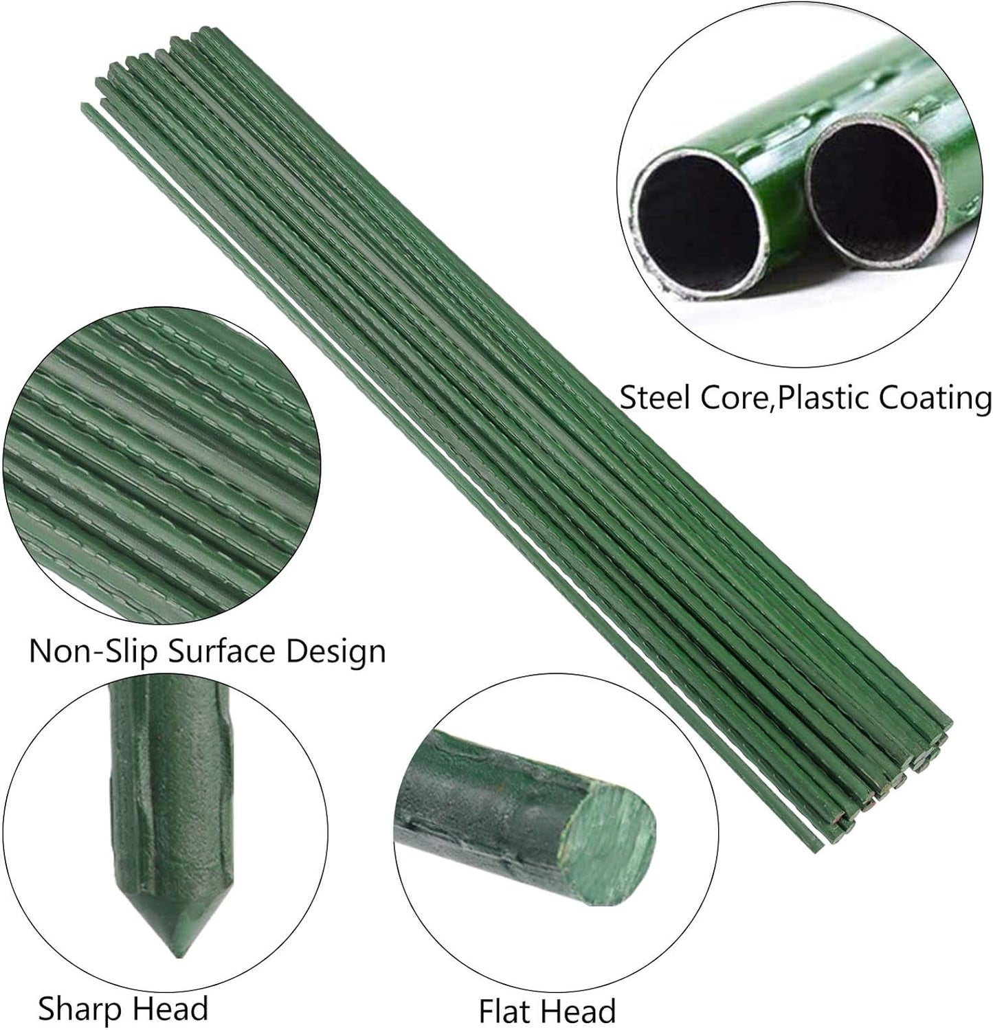 Garden Plant Stakes, 48 Inch 4Ft Steel Tomato Stakes, 25 Pack