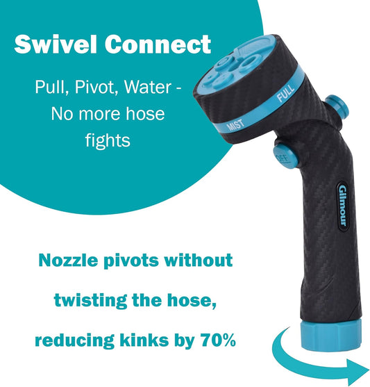 Heavy Duty Button Control Garden Hose Nozzle with Swivel Connect