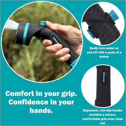 Heavy Duty Button Control Garden Hose Nozzle with Swivel Connect
