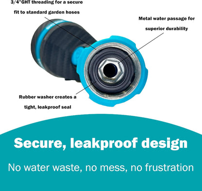 Heavy Duty Button Control Garden Hose Nozzle with Swivel Connect