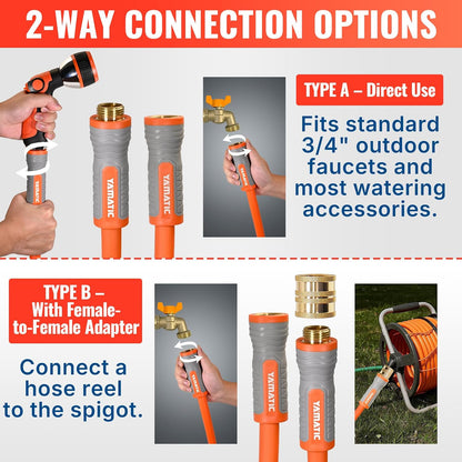 15FT Flexible Garden Hose Female to Female 5/8in, Burst 300 PSI