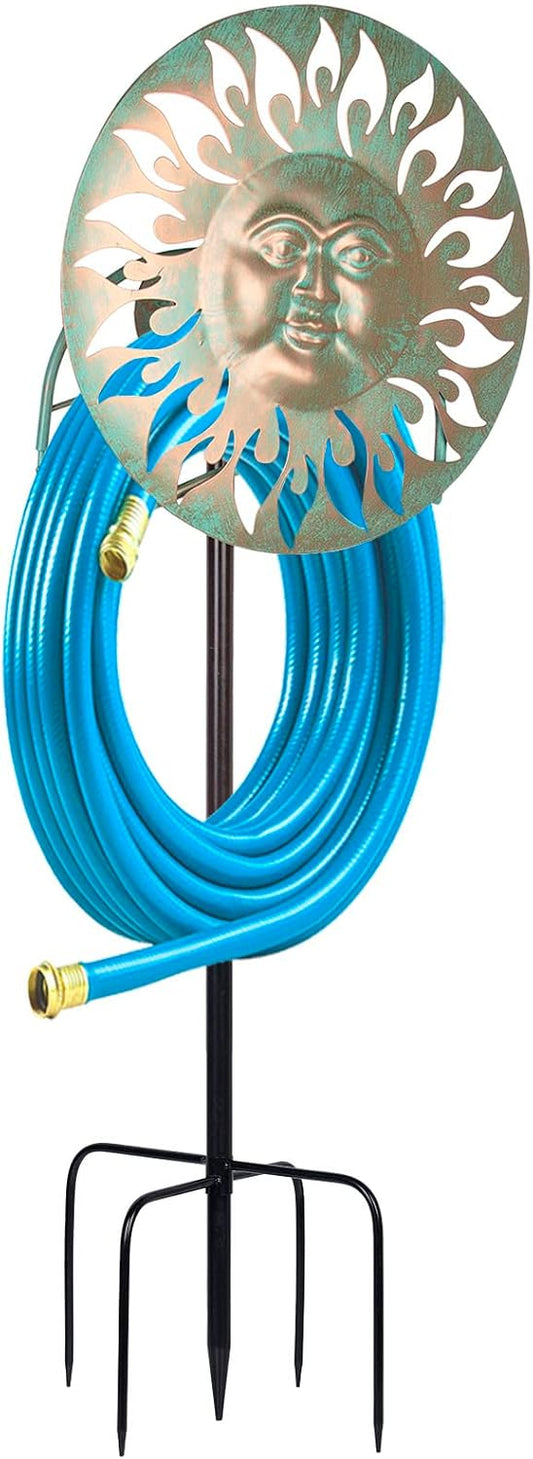 Garden Hose Holder Freestanding, Outdoor Water Hose Holder Heavy Duty, Hose Reel Stand, Outside Metal Hose Rack Hanger Storage