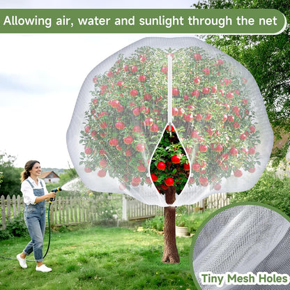 Fruit Tree Netting with Zipper and Drawstring, 10Ft x 10Ft, 2Pcs