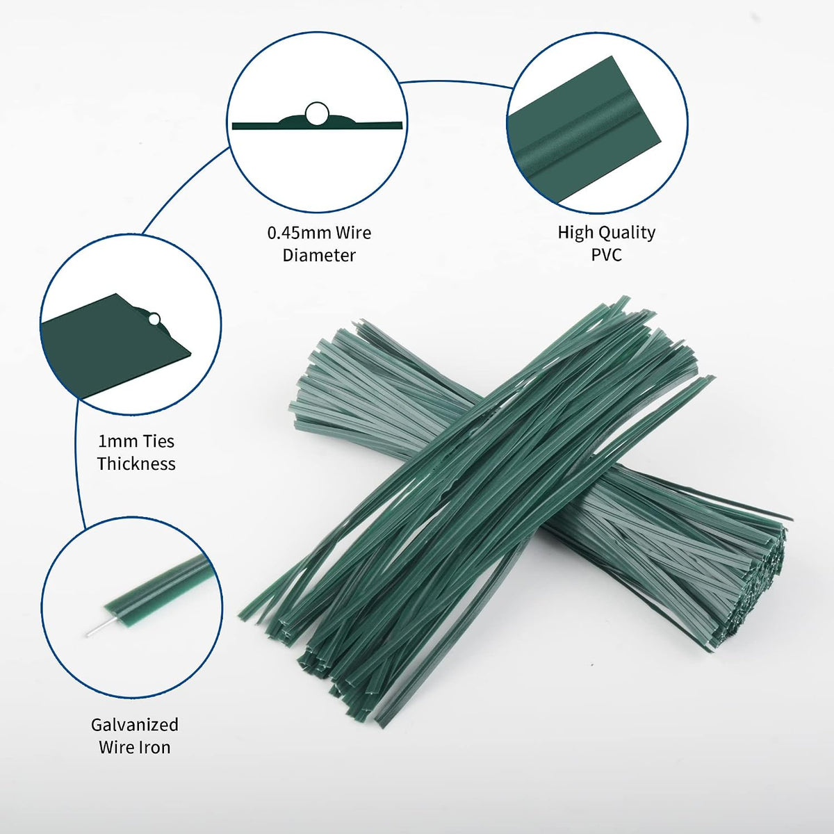 Twist Ties, 200 PCS, 6.1 Inches, Bread Ties, Green, Reusable, for Bags, for Gardening, Home, Office