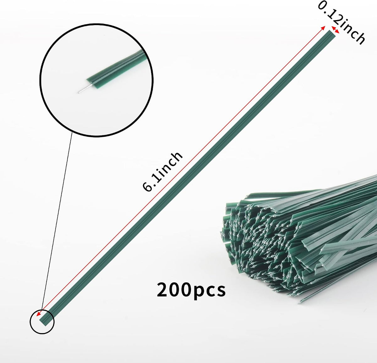 Twist Ties, 200 PCS, 6.1 Inches, Bread Ties, Green, Reusable, for Bags, for Gardening, Home, Office