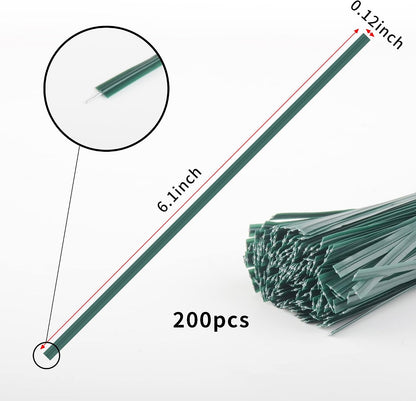 Twist Ties, 200 PCS, 6.1 Inches, Bread Ties, Green, Reusable, for Bags, for Gardening, Home, Office