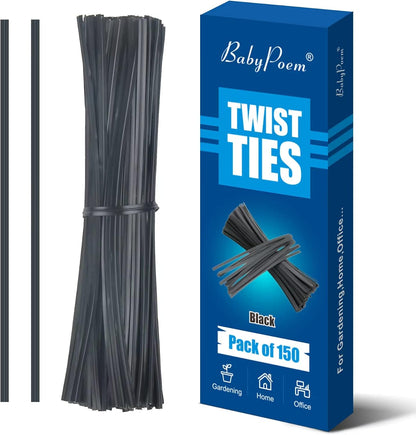 Twist Ties, 200 PCS, 6.1 Inches, Bread Ties, Green, Reusable, for Bags, for Gardening, Home, Office