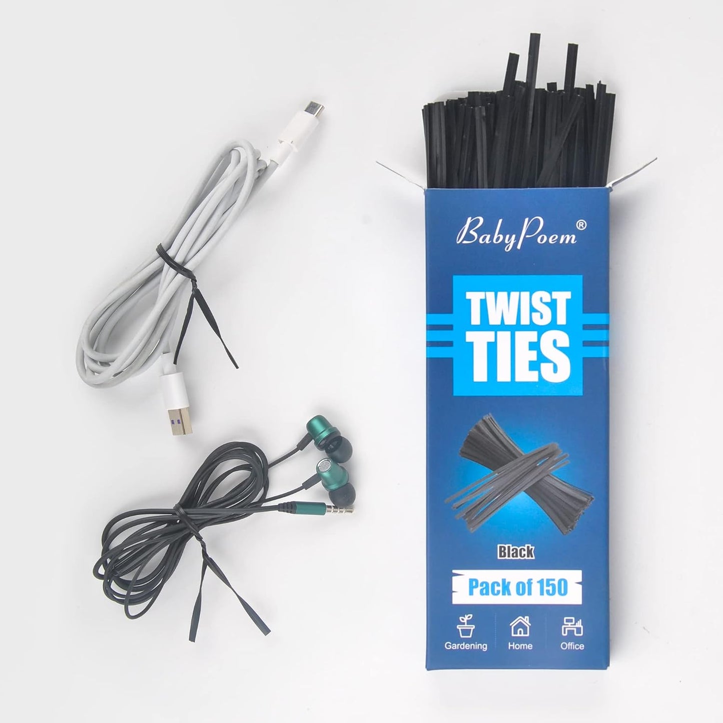 Twist Ties, 200 PCS, 6.1 Inches, Bread Ties, Green, Reusable, for Bags, for Gardening, Home, Office