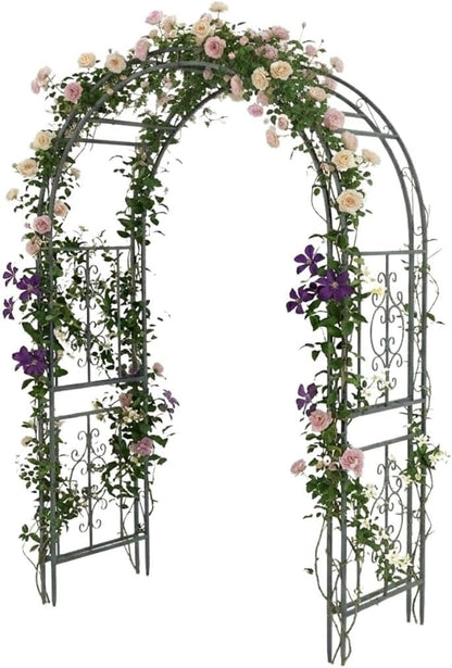 Arch Metal Outdoor Garden Arbor | Tree of Life | 83 Inches Tall | Black | Steel Trellis Lattice for Plants & Heavy Vines | Wedding | Outdoor Patio Décor