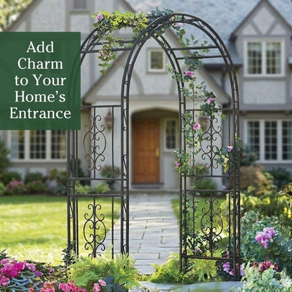 Arch Metal Outdoor Garden Arbor | Tree of Life | 83 Inches Tall | Black | Steel Trellis Lattice for Plants & Heavy Vines | Wedding | Outdoor Patio Décor
