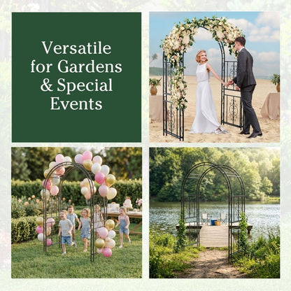 Arch Metal Outdoor Garden Arbor | Tree of Life | 83 Inches Tall | Black | Steel Trellis Lattice for Plants & Heavy Vines | Wedding | Outdoor Patio Décor