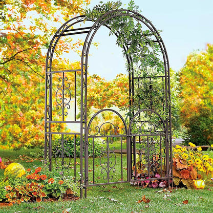 Arch Metal Outdoor Garden Arbor | Tree of Life | 83 Inches Tall | Black | Steel Trellis Lattice for Plants & Heavy Vines | Wedding | Outdoor Patio Décor