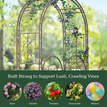 Arch Metal Outdoor Garden Arbor | Tree of Life | 83 Inches Tall | Black | Steel Trellis Lattice for Plants & Heavy Vines | Wedding | Outdoor Patio Décor