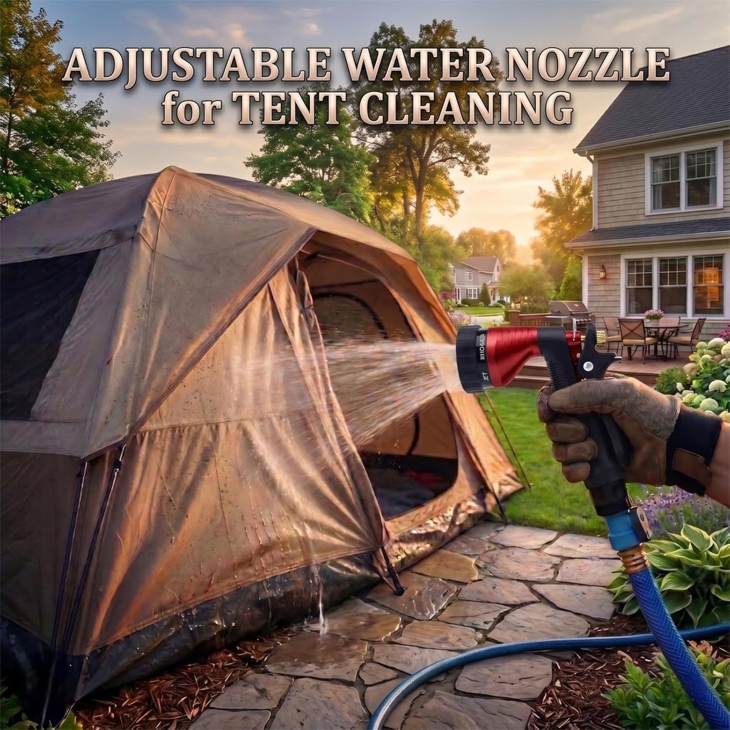 Water Hose Nozzle Spray Nozzle, Metal Garden Hose Nozzle with Adjustable Spray Patterns, Perfect for Watering Plants, Washing Cars and Showering Dogs & Pets