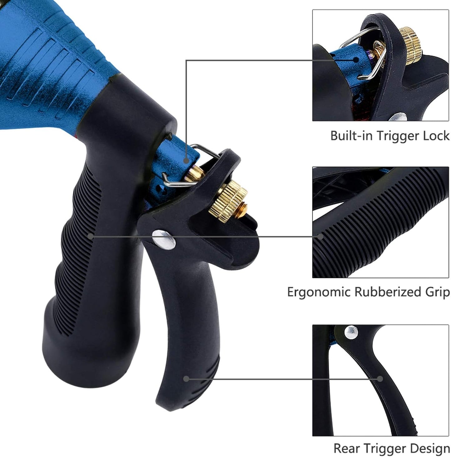 Water Hose Nozzle Spray Nozzle, Metal Garden Hose Nozzle with Adjustable Spray Patterns, Perfect for Watering Plants, Washing Cars and Showering Dogs & Pets