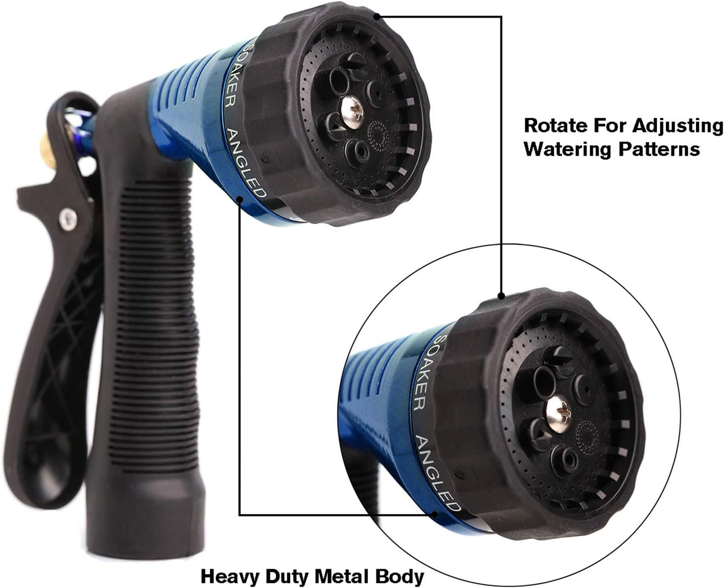 Water Hose Nozzle Spray Nozzle, Metal Garden Hose Nozzle with Adjustable Spray Patterns, Perfect for Watering Plants, Washing Cars and Showering Dogs & Pets