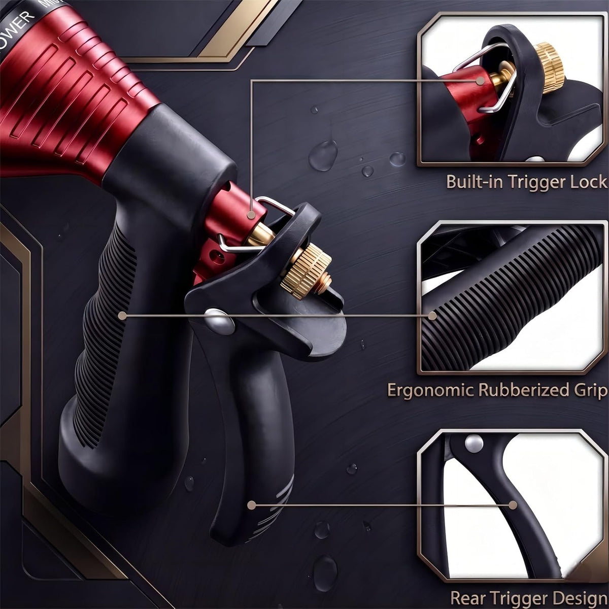 Water Hose Nozzle Spray Nozzle, Metal Garden Hose Nozzle with Adjustable Spray Patterns, Perfect for Watering Plants, Washing Cars and Showering Dogs & Pets