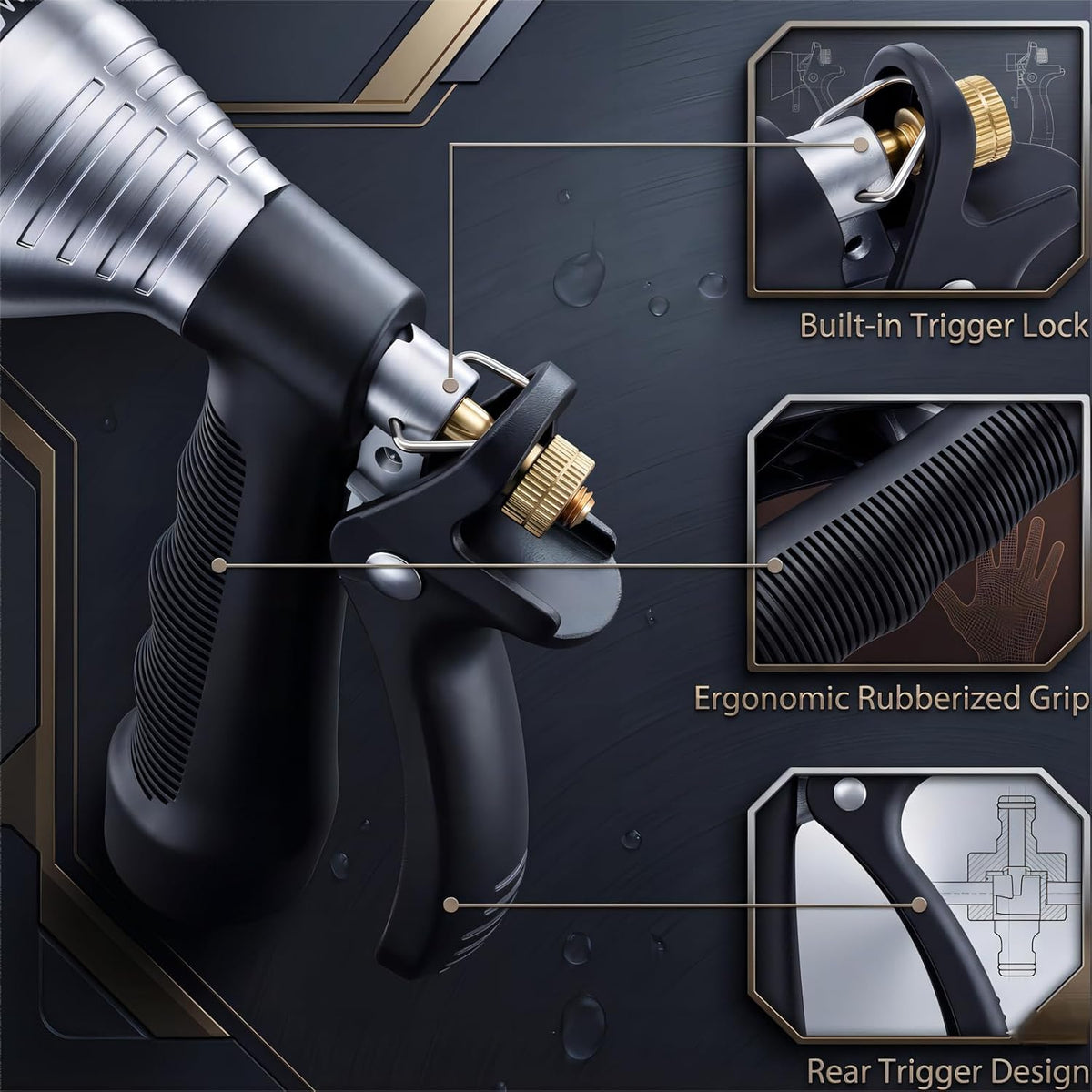 Water Hose Nozzle Spray Nozzle, Metal Garden Hose Nozzle with Adjustable Spray Patterns, Perfect for Watering Plants, Washing Cars and Showering Dogs & Pets