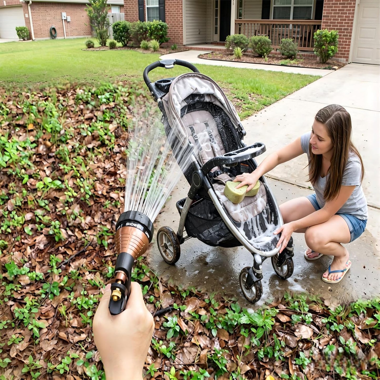 Water Hose Nozzle Spray Nozzle, Metal Garden Hose Nozzle with Adjustable Spray Patterns, Perfect for Watering Plants, Washing Cars and Showering Dogs & Pets