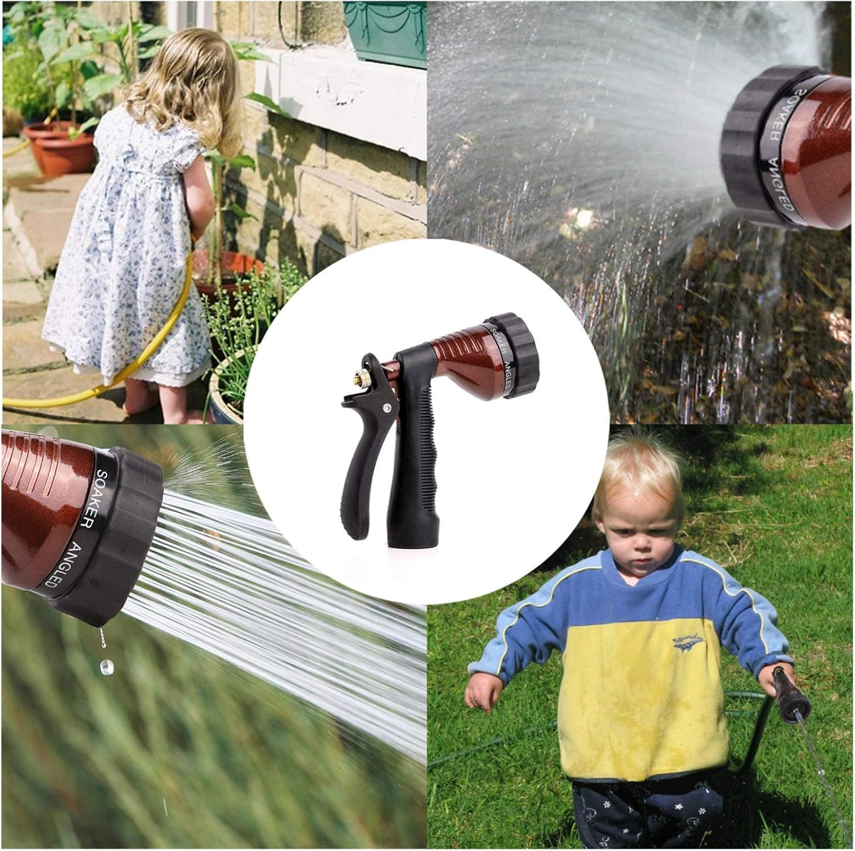Water Hose Nozzle Spray Nozzle, Metal Garden Hose Nozzle with Adjustable Spray Patterns, Perfect for Watering Plants, Washing Cars and Showering Dogs & Pets