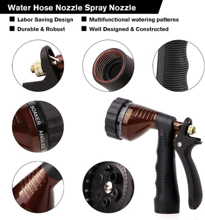 Water Hose Nozzle Spray Nozzle, Metal Garden Hose Nozzle with Adjustable Spray Patterns, Perfect for Watering Plants, Washing Cars and Showering Dogs & Pets