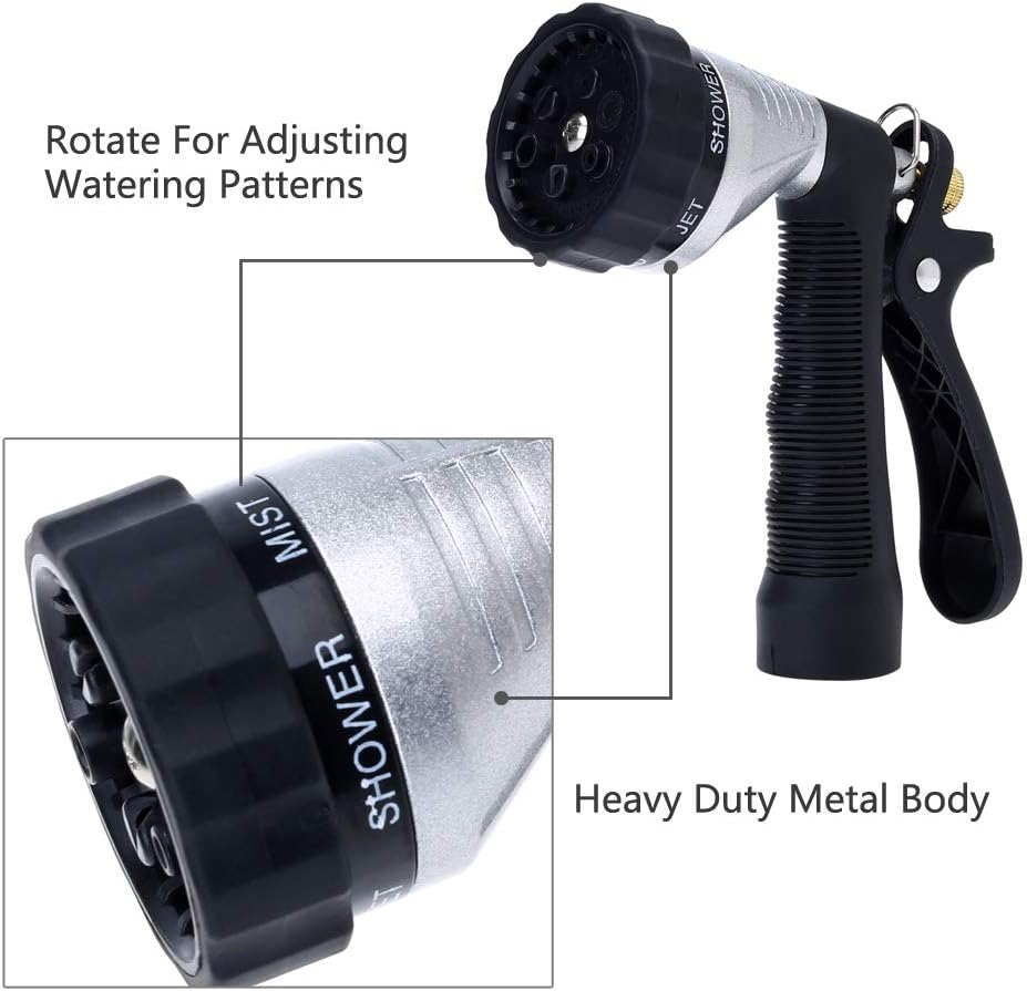 Water Hose Nozzle Spray Nozzle, Metal Garden Hose Nozzle with Adjustable Spray Patterns, Perfect for Watering Plants, Washing Cars and Showering Dogs & Pets