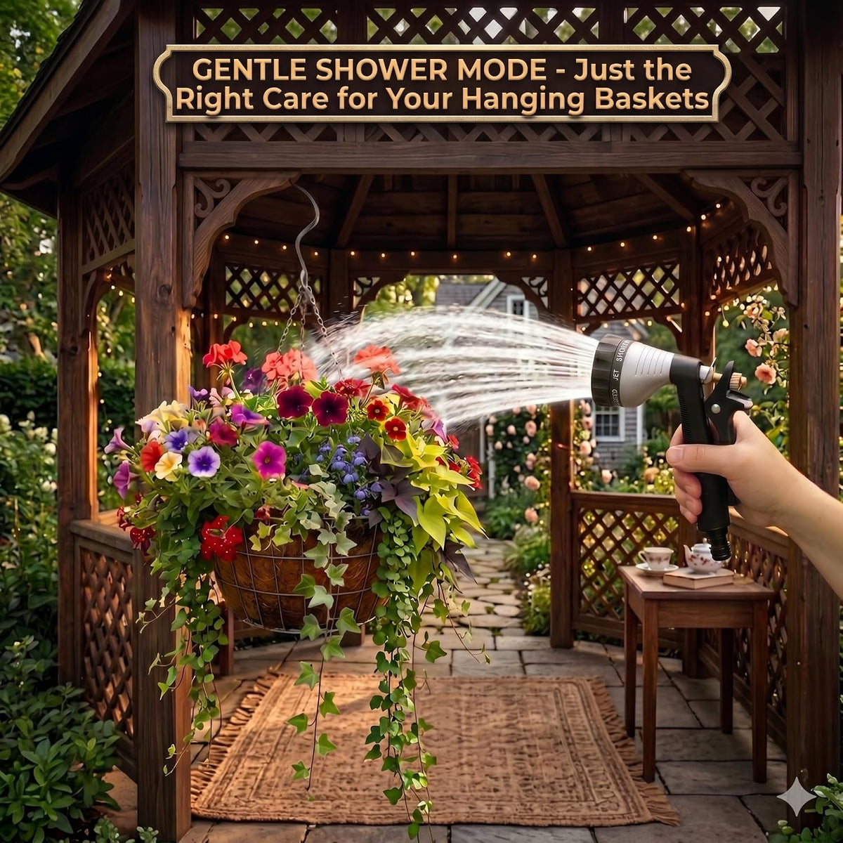 Water Hose Nozzle Spray Nozzle, Metal Garden Hose Nozzle with Adjustable Spray Patterns, Perfect for Watering Plants, Washing Cars and Showering Dogs & Pets