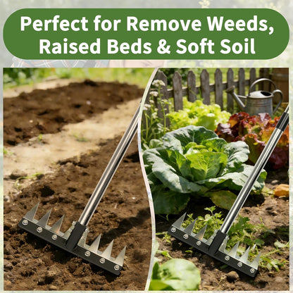 Heavy Duty Iron Weeding Rake for Yard, Lawn and Garden