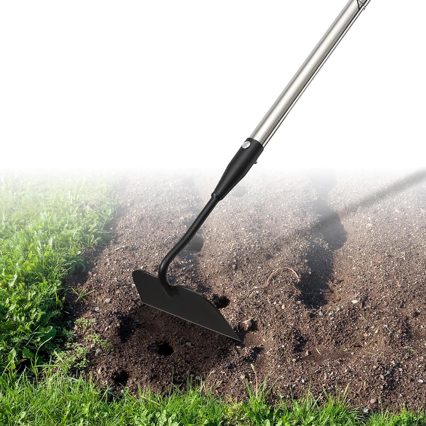 Draw Hoe Garden Tool, Heavy Duty Garden Hoes for Weeding Stainless Steel Long Handle, Easy Stand Up Scraping Weeder Tool for Garden, 63inch Adjustable Weed Hoe with 7-inch Wide Welded Blade
