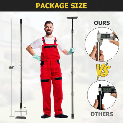 Draw Hoe Garden Tool, Heavy Duty Garden Hoes for Weeding Stainless Steel Long Handle, Easy Stand Up Scraping Weeder Tool for Garden, 63inch Adjustable Weed Hoe with 7-inch Wide Welded Blade