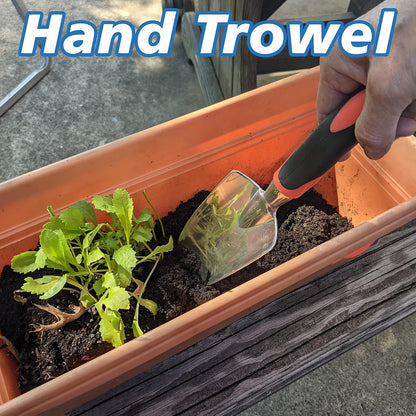 SciencePurchase Set of 4 Gardening Tool Set - Transplant Trowel, Hand Cultivator Rake, Hand Trowel, and Weed Remover - Sturdy Tools with Rubberized Grip Handles