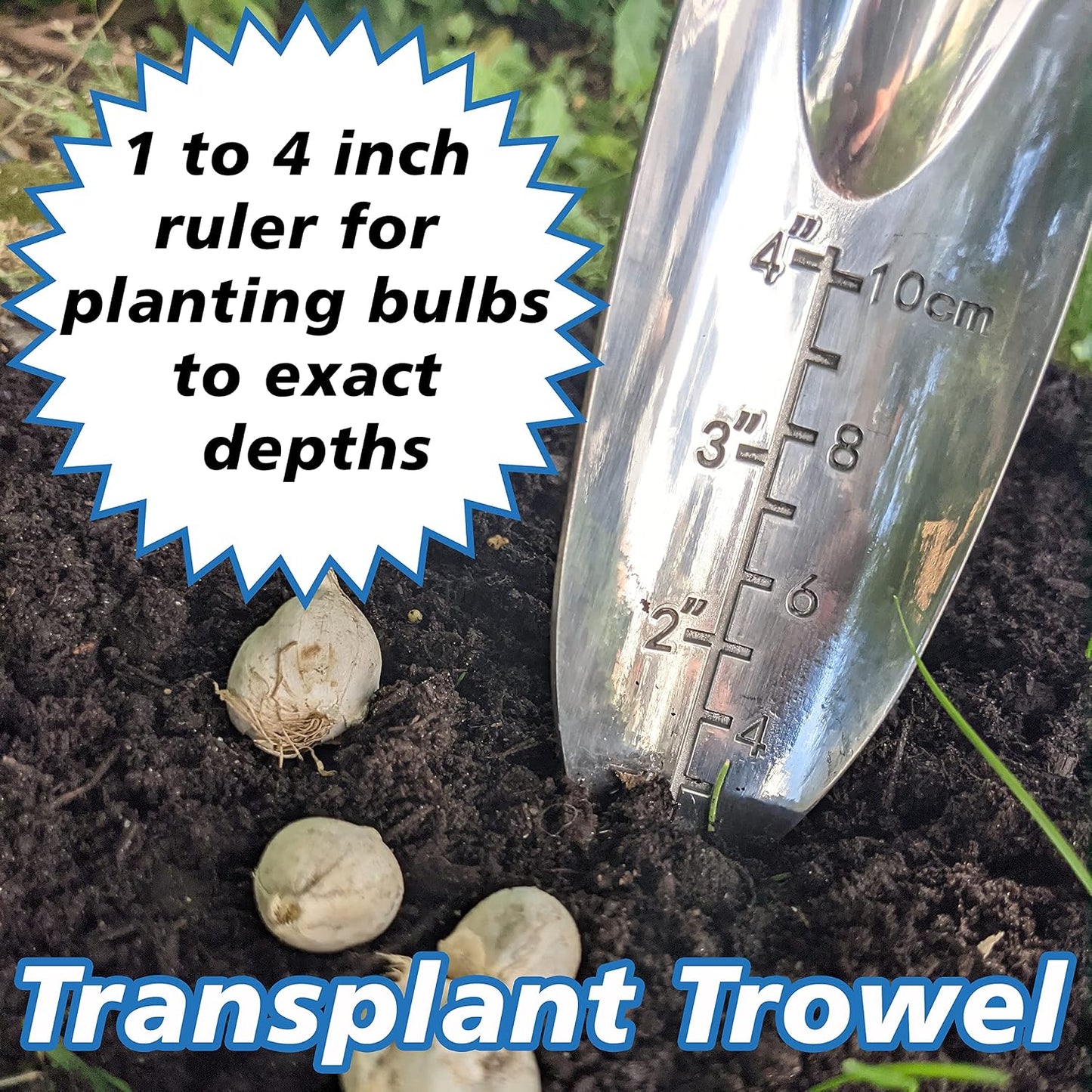 SciencePurchase Set of 4 Gardening Tool Set - Transplant Trowel, Hand Cultivator Rake, Hand Trowel, and Weed Remover - Sturdy Tools with Rubberized Grip Handles