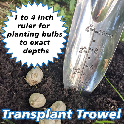 SciencePurchase Set of 4 Gardening Tool Set - Transplant Trowel, Hand Cultivator Rake, Hand Trowel, and Weed Remover - Sturdy Tools with Rubberized Grip Handles