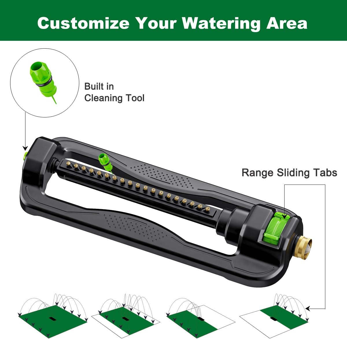 2 Pack Metal Lawn Sprinklers with Adjustable Telescoping Base, 3-Arm Water Sprinkler 360 Degree Rotation High-Rise Sprinkler for Large Area Coverage, Garden Watering Irrigation Sprinkler System