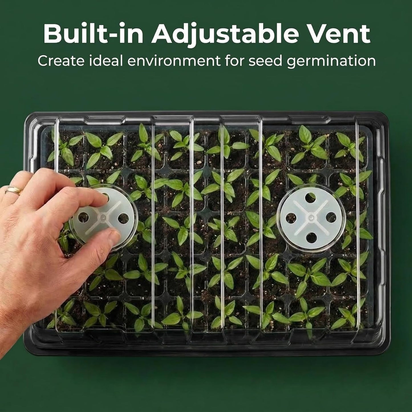 5-Set Seed Starter Tray Kits, Durable Plant Germination Trays with Humidity Vented Domes and Bases, Ideal for Seed Starting, Indoor Gardening, and Greenhouse (Total 200 Cells)