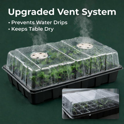 5-Set Seed Starter Tray Kits, Durable Plant Germination Trays with Humidity Vented Domes and Bases, Ideal for Seed Starting, Indoor Gardening, and Greenhouse (Total 200 Cells)