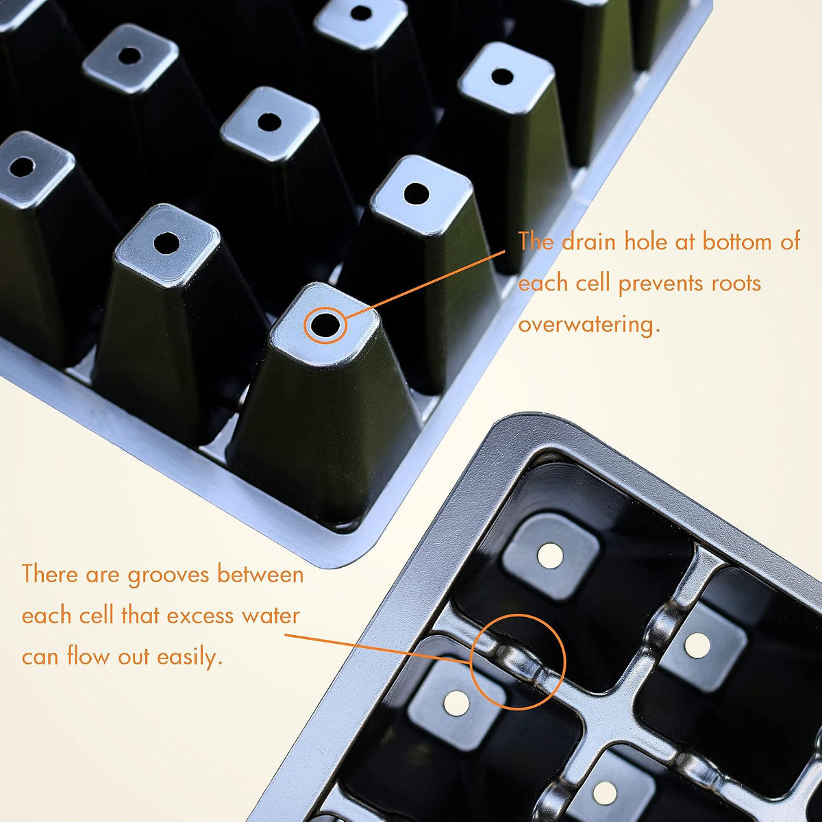 5-Set Seed Starter Tray Kits, Durable Plant Germination Trays with Humidity Vented Domes and Bases, Ideal for Seed Starting, Indoor Gardening, and Greenhouse (Total 200 Cells)
