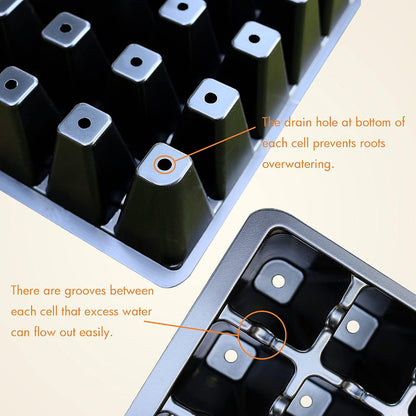 5-Set Seed Starter Tray Kits, Durable Plant Germination Trays with Humidity Vented Domes and Bases, Ideal for Seed Starting, Indoor Gardening, and Greenhouse (Total 200 Cells)