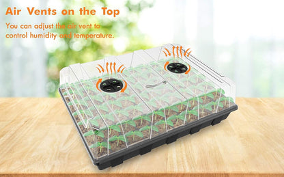 5-Set Seed Starter Tray Kits, Durable Plant Germination Trays with Humidity Vented Domes and Bases, Ideal for Seed Starting, Indoor Gardening, and Greenhouse (Total 200 Cells)