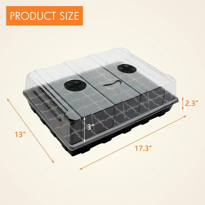 5-Set Seed Starter Tray Kits, Durable Plant Germination Trays with Humidity Vented Domes and Bases, Ideal for Seed Starting, Indoor Gardening, and Greenhouse (Total 200 Cells)