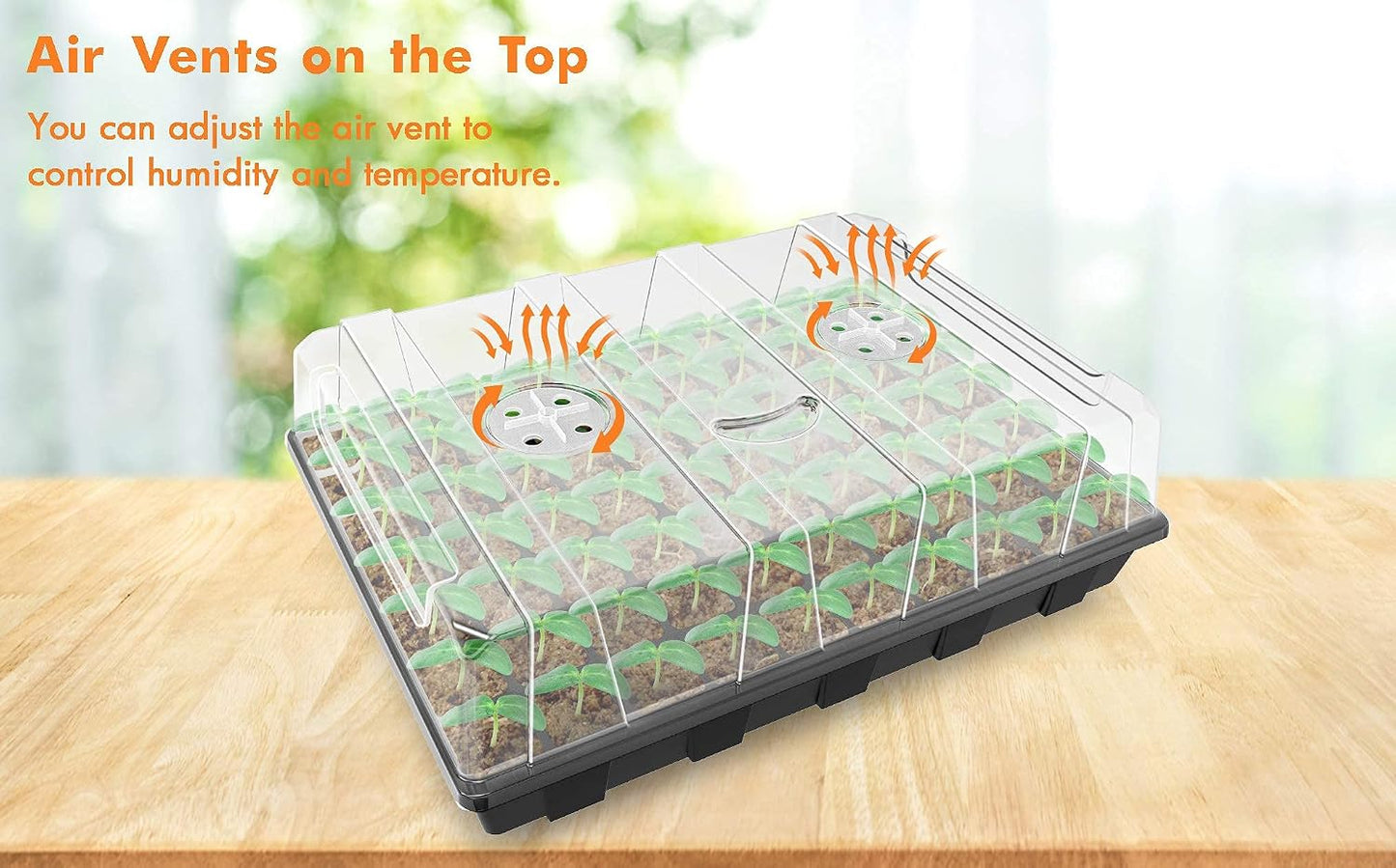 5-Set Seed Starter Tray Kits, Durable Plant Germination Trays with Humidity Vented Domes and Bases, Ideal for Seed Starting, Indoor Gardening, and Greenhouse (Total 200 Cells)