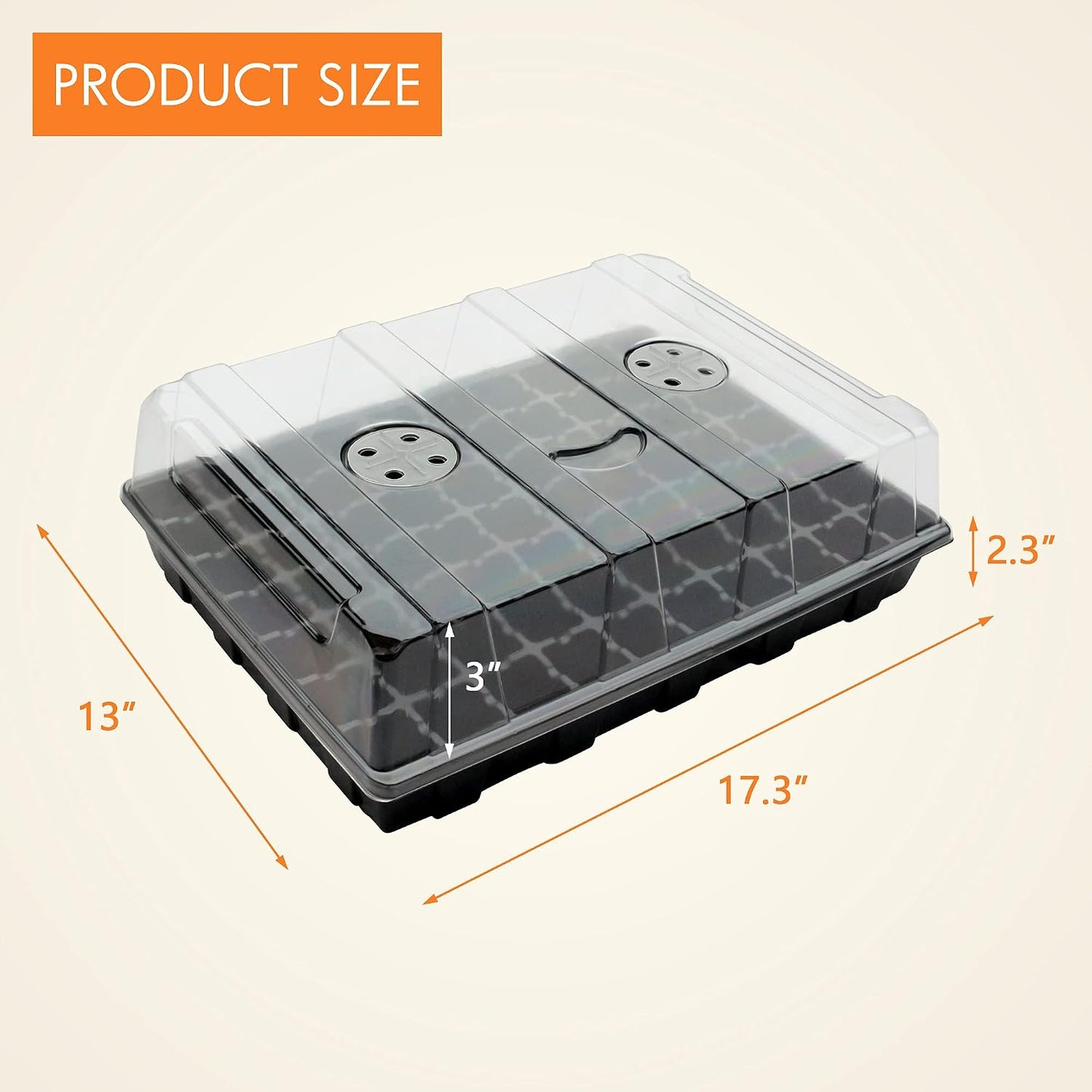 5-Set Seed Starter Tray Kits, Durable Plant Germination Trays with Humidity Vented Domes and Bases, Ideal for Seed Starting, Indoor Gardening, and Greenhouse (Total 200 Cells)