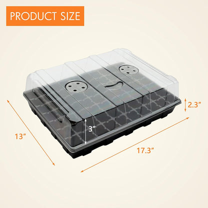 5-Set Seed Starter Tray Kits, Durable Plant Germination Trays with Humidity Vented Domes and Bases, Ideal for Seed Starting, Indoor Gardening, and Greenhouse (Total 200 Cells)