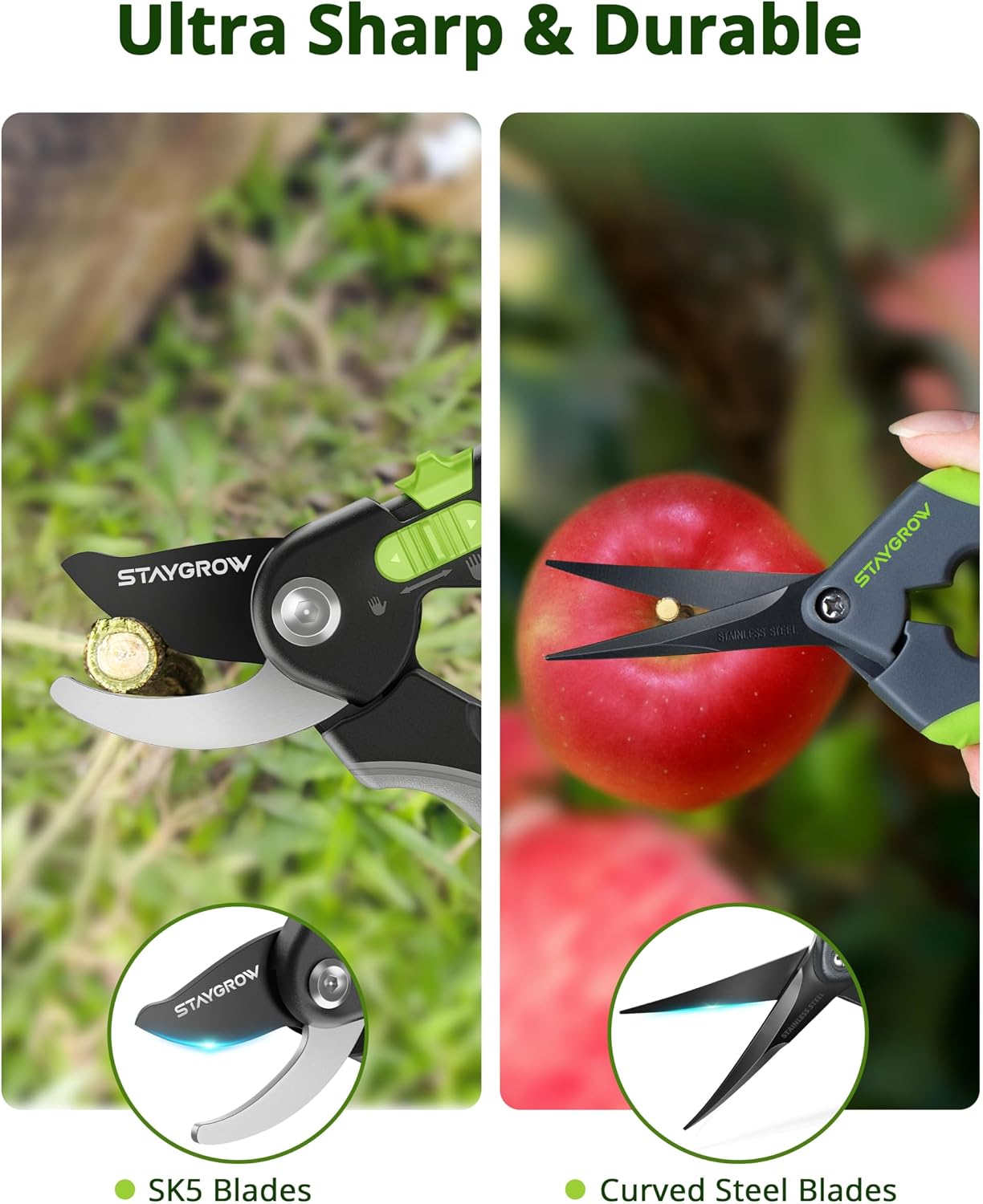 Garden Shears 6.9" Pruning Shears for Gardening Green