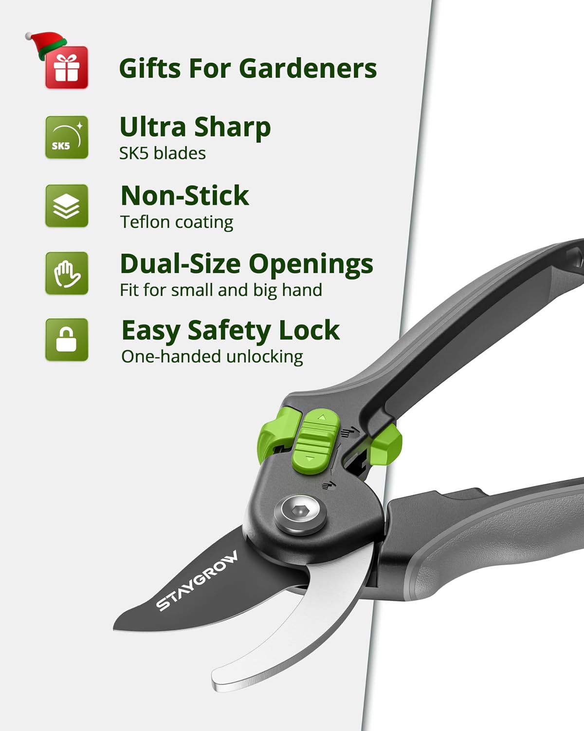 Garden Shears 6.9" Pruning Shears for Gardening Green