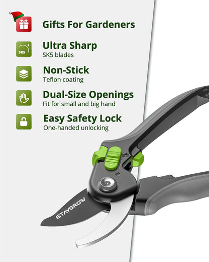 Garden Shears 6.9" Pruning Shears for Gardening Green