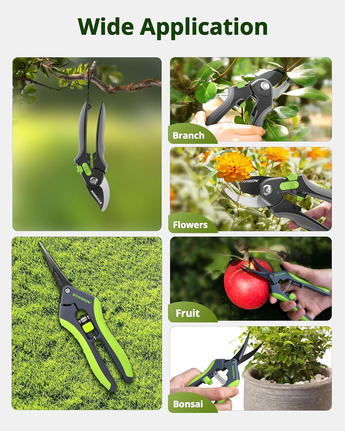 Garden Shears 6.9" Pruning Shears for Gardening Green