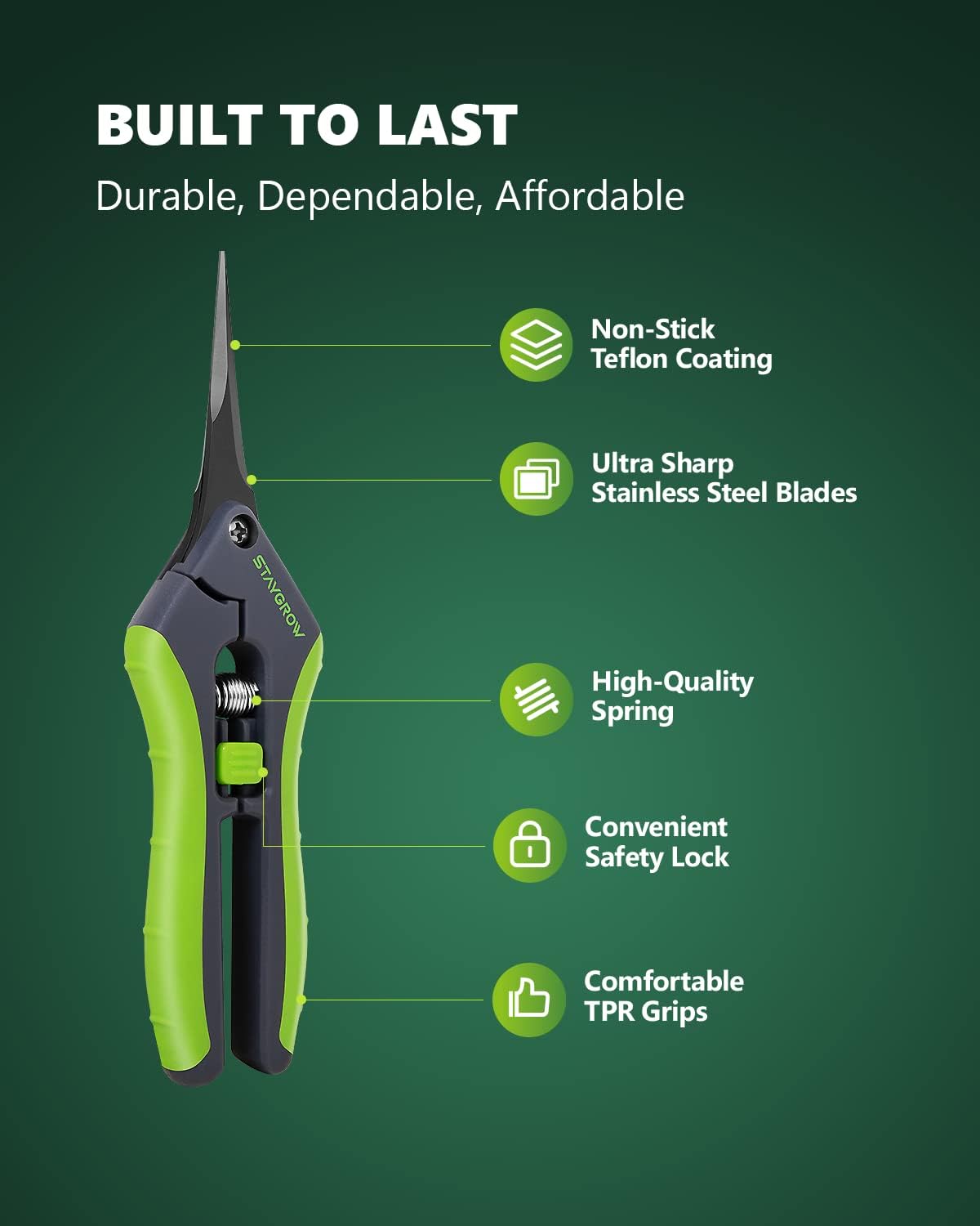Garden Shears 6.9" Pruning Shears for Gardening Green