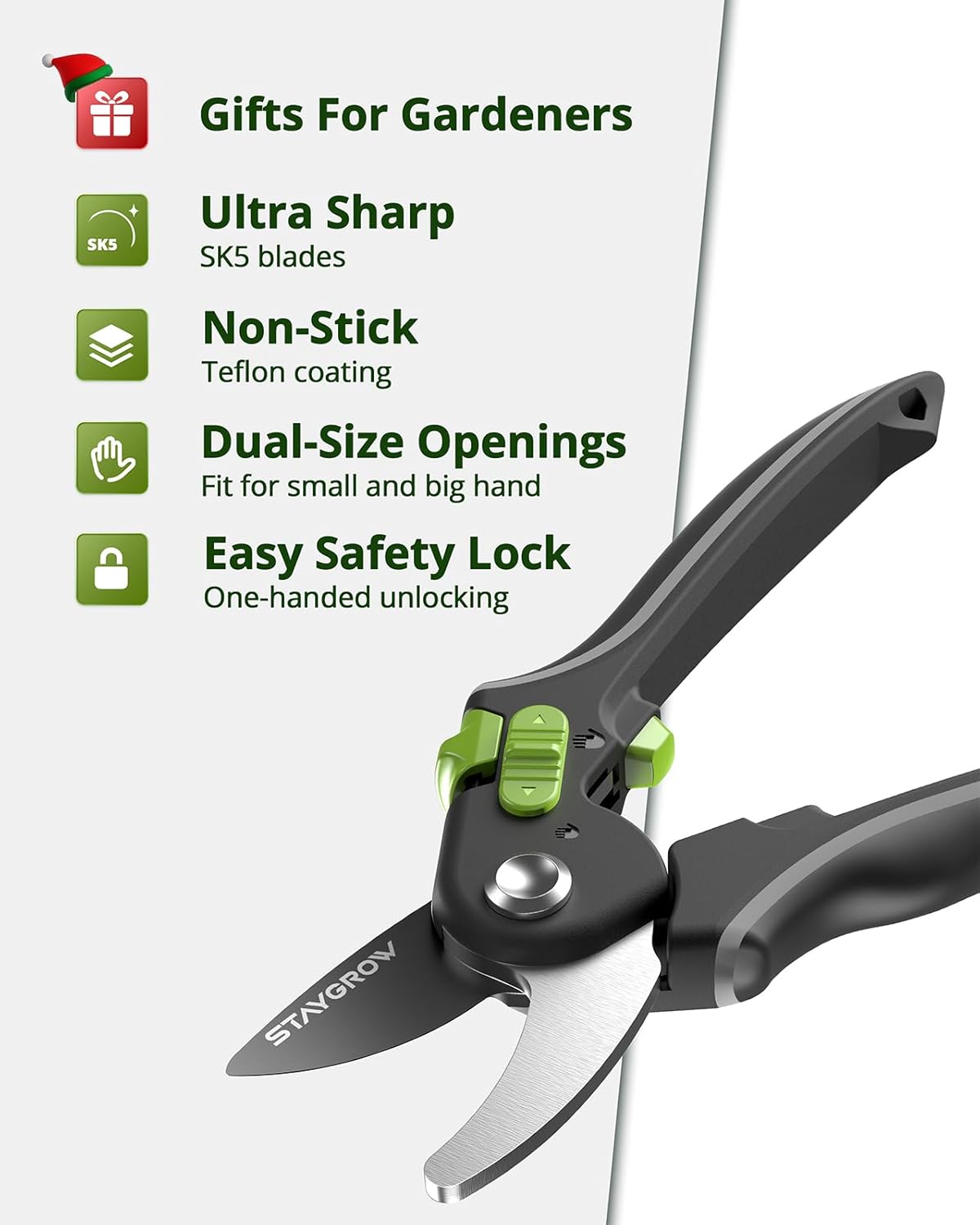 Garden Shears 6.9" Pruning Shears for Gardening Green